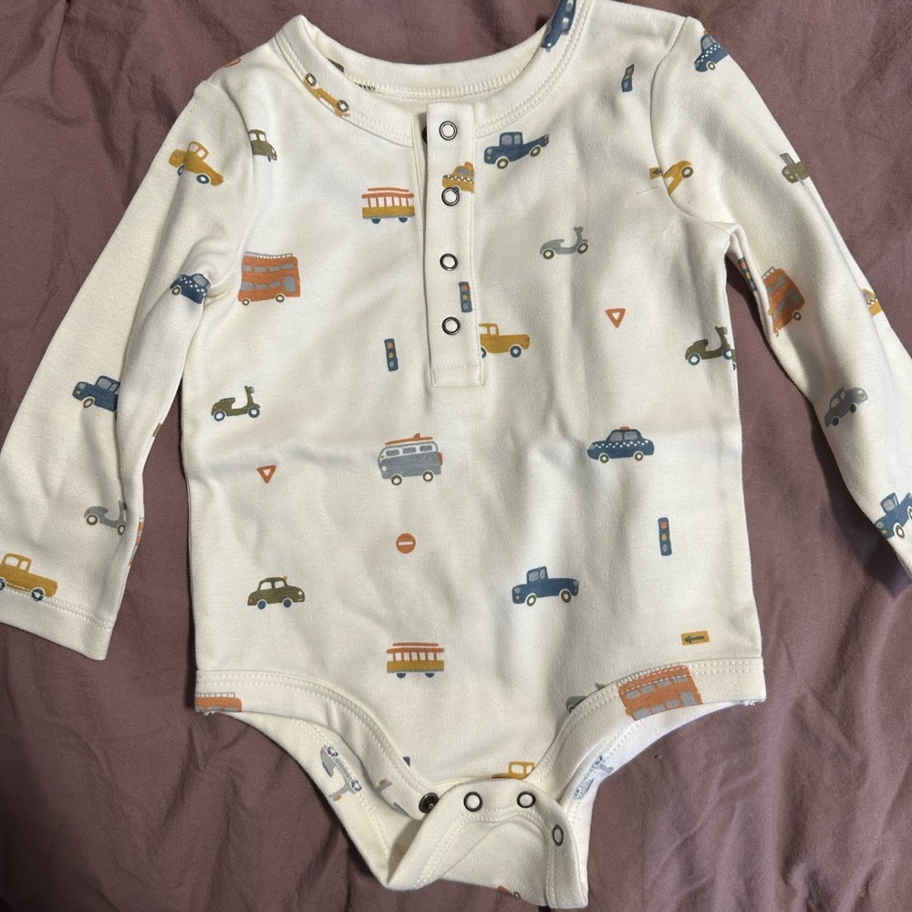 Lot of Pehr 6-12 month onesies and overalls